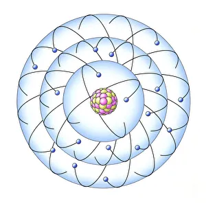 Electrons spinning around nucleus of an atom Electrons spinning around nucleus of an atom
