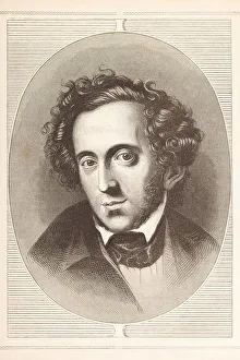 Engraving of composer Felix Mendelssohn Bartholdy from 1870 Engraving of composer Felix Mendelssohn Bartholdy from 1870