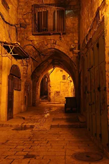 Evening mood in a deserted street in the Jewish Quarter, Old City of Jerusalem, Israel, Middle East, Asia Evening mood in a deserted street in the Jewish Quarter, Old City of Jerusalem, Israel, Middle East, Asia