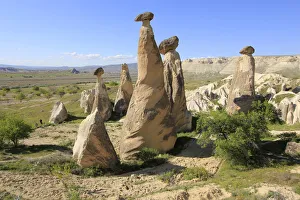 Fairy chimneys, rock formations of tufa near Cavushin, Goreme, Cappadocia, central Anatolia, Turkey Fairy chimneys, rock formations of tufa near Cavushin, Goreme, Cappadocia, central Anatolia, Turkey