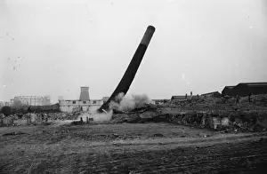 Images Dated 1974: Falling Chimney Print, 8th April 1974