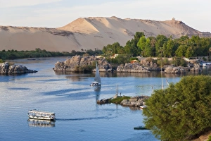 Felucca Sailboats on River Nile, Aswan, Egypt Felucca Sailboats on River Nile, Aswan, Egypt