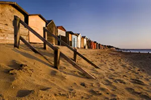 First light on Clacton Beach Huts in Essex First light on Clacton Beach Huts in Essex