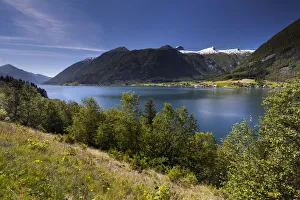Fjaerland with the Jostefonni Glacier, Fjaerlandsfjord, Sogndal valley, Sogn og Fjordane, Norway Fjaerland with the Jostefonni Glacier, Fjaerlandsfjord, Sogndal valley, Sogn og Fjordane, Norway