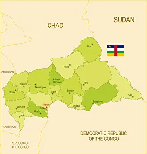 Flat map of Central African Republic with flag Flat map of Central African Republic with flag