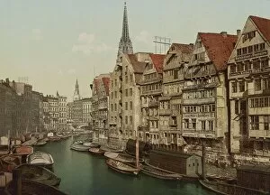 Photography Collection: The Fleet Deichstrasse in Hamburg, Germany, Historical, Photochrome print from the 1890s