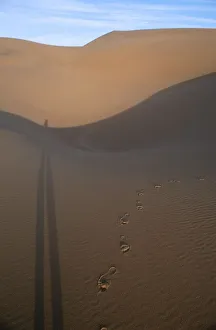Footprints in the Sand with Elongated Shadow Footprints in the Sand with Elongated Shadow