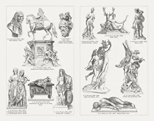 French, German, and Italian sculpures, wood engravings, published in 1897 French, German, and Italian sculpures, wood engravings, published in 1897