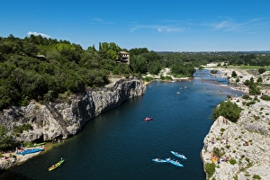 The Gardon River at the Pont du Gard place, Gard, France The Gardon River at the Pont du Gard place, Gard, France