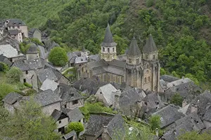 Unesco Heritage Site France Prints: A general view of Conques