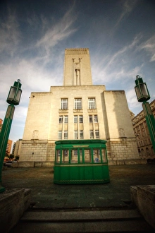 Georges Dock Art Deco Ventilation and control station building close up at sunset Georges Dock Art Deco Ventilation and control station building close up at sunset