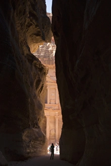 Glimpse of The Treasury in the ancient city of Petra that is revealed at the bottom of Glimpse of The Treasury in the ancient city of Petra that is revealed at the bottom of