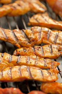 Grilled meat, marinated turkey breast on a grill Grilled meat, marinated turkey breast on a grill