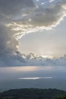 High angle view of Lake Magadi at sunset from the crater rim, Ngorongoro Crater High angle view of Lake Magadi at sunset from the crater rim, Ngorongoro Crater