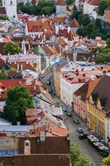Estonia Collection: High angle view of Tallinn old town, Estonia, EU