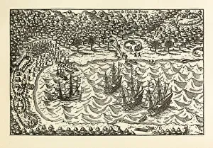 Historical Map of Van Noort at the Island of Principe, 1599 Historical Map of Van Noort at the Island of Principe, 1599