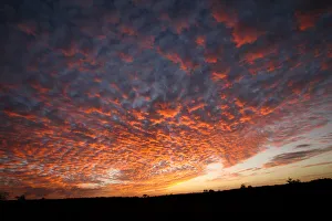 A horizontal, colour photograph of a beautiful sunset with striking, glowing A horizontal, colour photograph of a beautiful sunset with striking, glowing