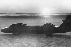 Donald Campbell Prints: Bluebird Print: Donald Campbell's Racing Car on Lake Eyre Salt Flats