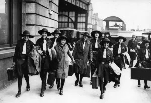 Girl Guides Depart from Waterloo Station Print 1927