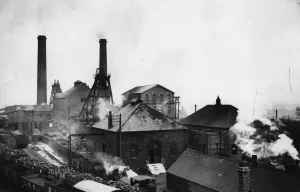 Prints of 17th November 1926: The Pleasley Colliery in Derbyshire, back in operation after the General Strike. (Photo by Hulton Archive/Getty Images) Derbyshire Prints: Colliery Print, Pleasley Colliery Reopened