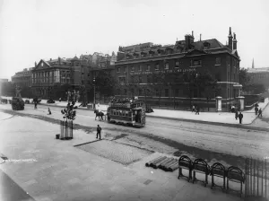 London Hospital 1900 Print: Horse-Drawn Tram on Whitechapel Road
