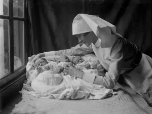 Newborn Triplets Print, November 1927