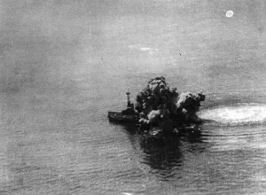 First World War Naval Battles Prints: Ship Explodes