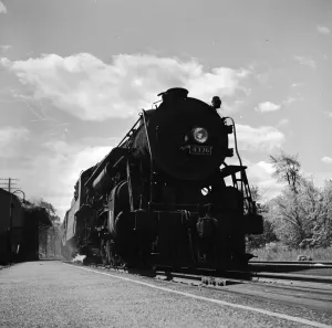 Weekend Train Print: Locomotive in Early Morning Departure