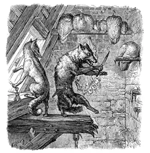 Whimsical Animal Illustrations Prints: Humanized animals illustrations: Fox stealing