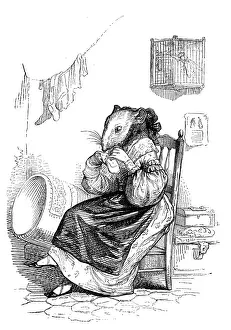 Grandville Influenced Artwork Prints: Humanized animals illustrations: Mouse