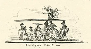 Humour Brobdignag bonnet Cruikshank 19th century cartoon Humour Brobdignag bonnet Cruikshank 19th century cartoon