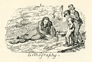 Humour pavement sailor art as lithography 19th century cartoon Humour pavement sailor art as lithography 19th century cartoon