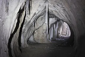 Icicles in the Klauskirche cave passage, Franconian Switzerland, Upper Franconia, Franconia, Bavaria, Germany, Europe Icicles in the Klauskirche cave passage, Franconian Switzerland, Upper Franconia, Franconia, Bavaria, Germany, Europe