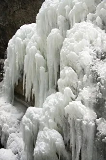 Icy waterfall with huge icicles, Partnach Gorge, near Garmisch-Partenkirchen, Upper Bavaria, Bavaria, Germany Icy waterfall with huge icicles, Partnach Gorge, near Garmisch-Partenkirchen, Upper Bavaria, Bavaria, Germany