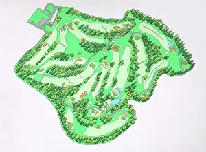 Collections/dorling kindersley prints/illustrated map augusta national golf course Collections/dorling kindersley prints/illustrated map augusta national golf course