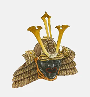 Illustration of 16th century samurai helmet Illustration of 16th century samurai helmet