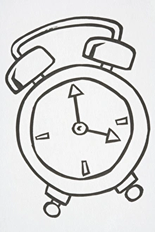 Illustration, alarm clock with handle and two bells on top Illustration, alarm clock with handle and two bells on top