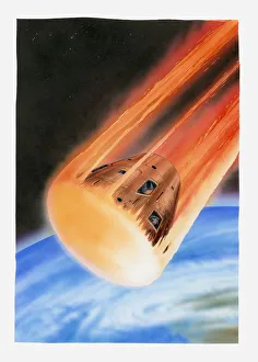 Illustration of Apollo 11 command module entering earths atmosphere Illustration of Apollo 11 command module entering earths atmosphere
