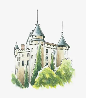 Illustration of Chateau de Mercues, Mercues, Lot, France Illustration of Chateau de Mercues, Mercues, Lot, France