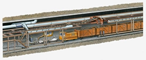 Illustration of coal being loaded onto train Illustration of coal being loaded onto train
