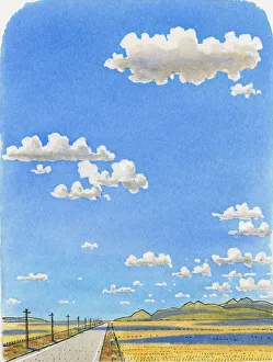 Illustration of cumulus clouds made by rising warm, moist midday air Illustration of cumulus clouds made by rising warm, moist midday air
