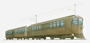 Illustration of early American electric train Illustration of early American electric train