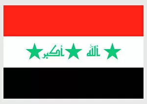 20th Century Style Collection: Illustration of flag of Iraq, 1991-2004, a horizontal tricolor of red, white, and black