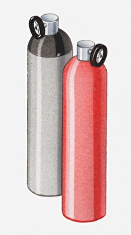 Illustration of hydrogen and nitrogen cylinders Illustration of hydrogen and nitrogen cylinders