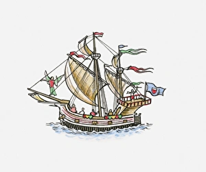 Illustration of Magellans carrack sailing ship Victoria Illustration of Magellans carrack sailing ship Victoria