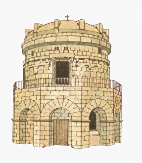 Illustration of the Mausoleum of Theodoric in Italy, 520 AD Illustration of the Mausoleum of Theodoric in Italy, 520 AD