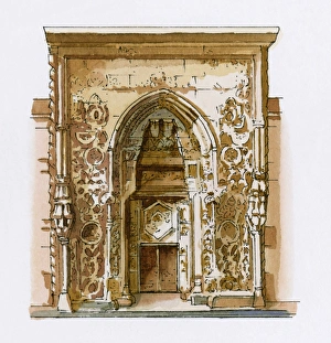Illustration of monumental entrance to Divrigi Ulu Camii, Eastern Anatolia Illustration of monumental entrance to Divrigi Ulu Camii, Eastern Anatolia