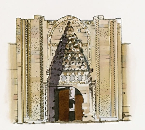 Illustration of monumental pishtaq (gate) to Sultanhano caravanserai, Aksaray, Turkey Illustration of monumental pishtaq (gate) to Sultanhano caravanserai, Aksaray, Turkey