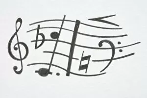 Monochrome Expressions Collection: Illustration, music notes on staff