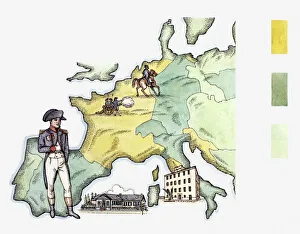 Illustration of Napoleonic Empire and main events of life of Napoleon Bonaparte Illustration of Napoleonic Empire and main events of life of Napoleon Bonaparte